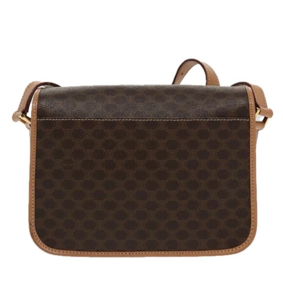 CELINE Macadam Canvas Circle Shoulder Bag PVC Leather Brown Gold - Picture 3 of 16